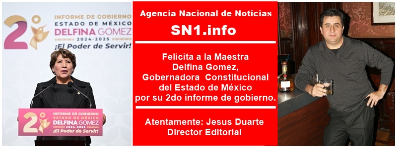 Felicita a la Maestra Delfina Gomez, Gobernadora Constitucional del Estado de México por su segundo informe de gobierno. 
